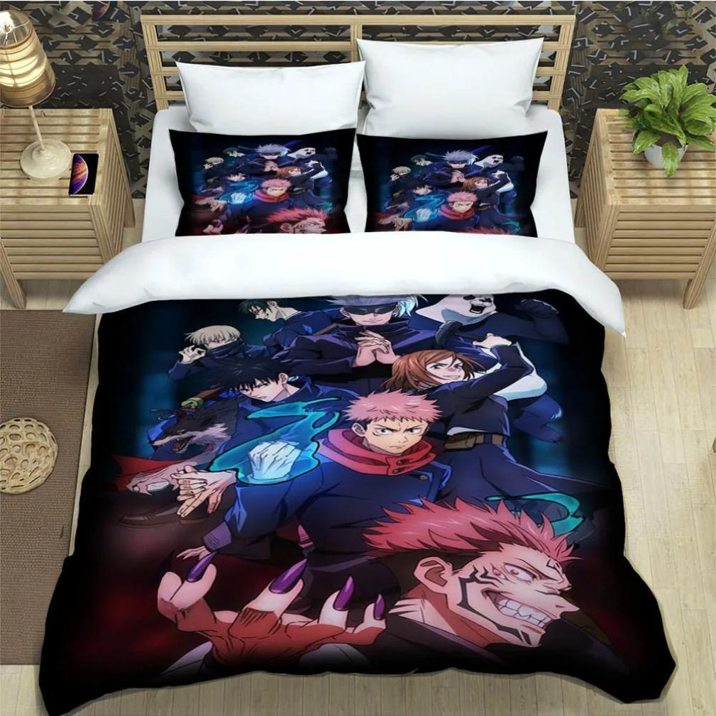 

Japan Anime Teenagers Gifts Jujutsu Kaisen Bedding Set Sato Gojo Duvet Cover Sets Twin Queen King Single Size 135x200cm-2pcs