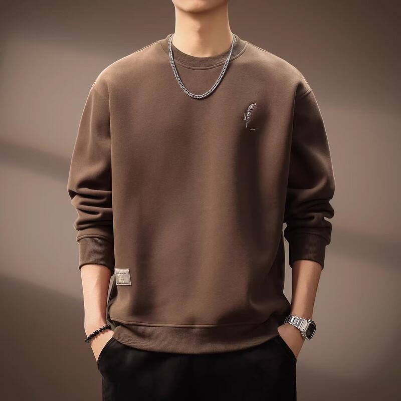 Men's American Retro Embroidered Heavyweight Pullover Sweatshirt