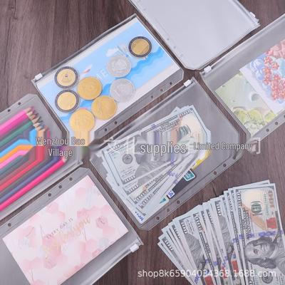 A5/A6 Sechsloch-PVC-Reißverschlussordner mit multifunktionalen Taschen für Karten und Belege