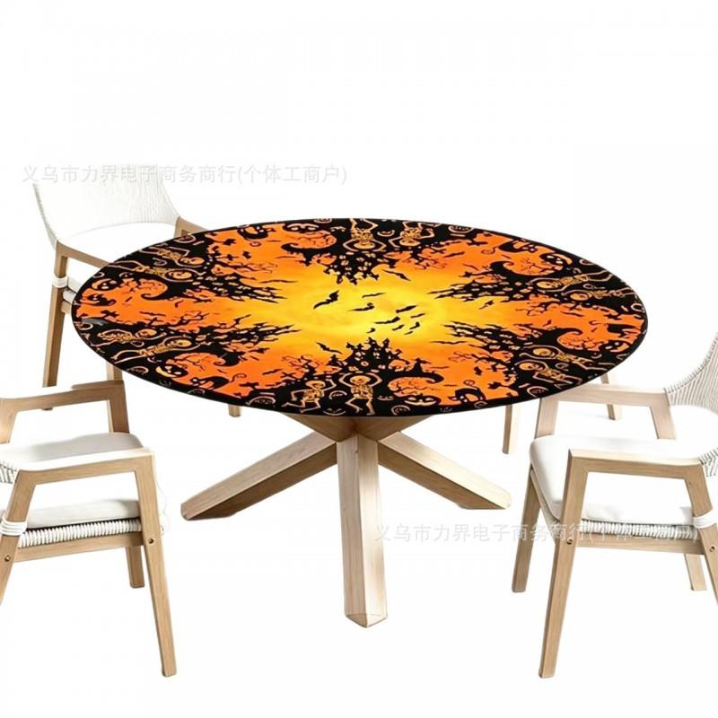 Halloween Tablecloth With Elastic Hem - Festive Decor Party Dining Table Home Event Decoration