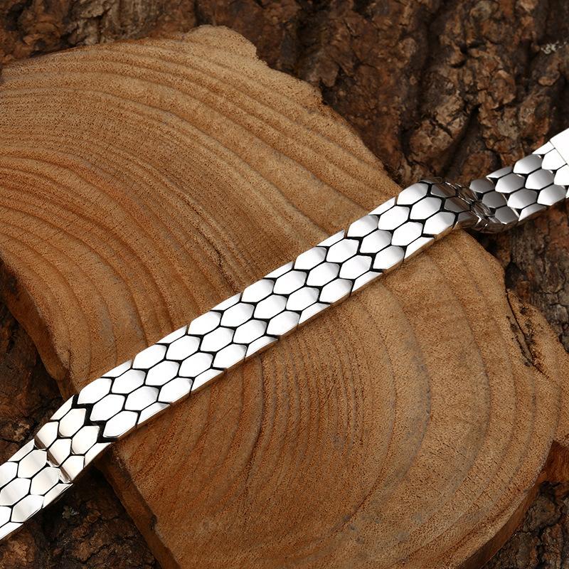 Silver Fashion Men's and Women's Chinese Style Trendy Wide Edition Serpentine Bracelet Retro Jewelry