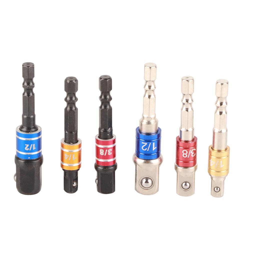 6Pcs Socket Adapter Set Hex Shank Bit Socket Wrench Adapter Extension Set Air Screwdriver Power