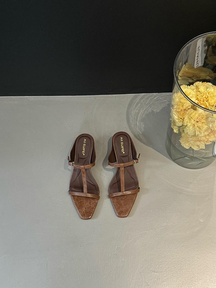 Ladies high heel Summer outdoor new Slippers socialite open toed sandals Elegant Women's high-heel slipper Mujer