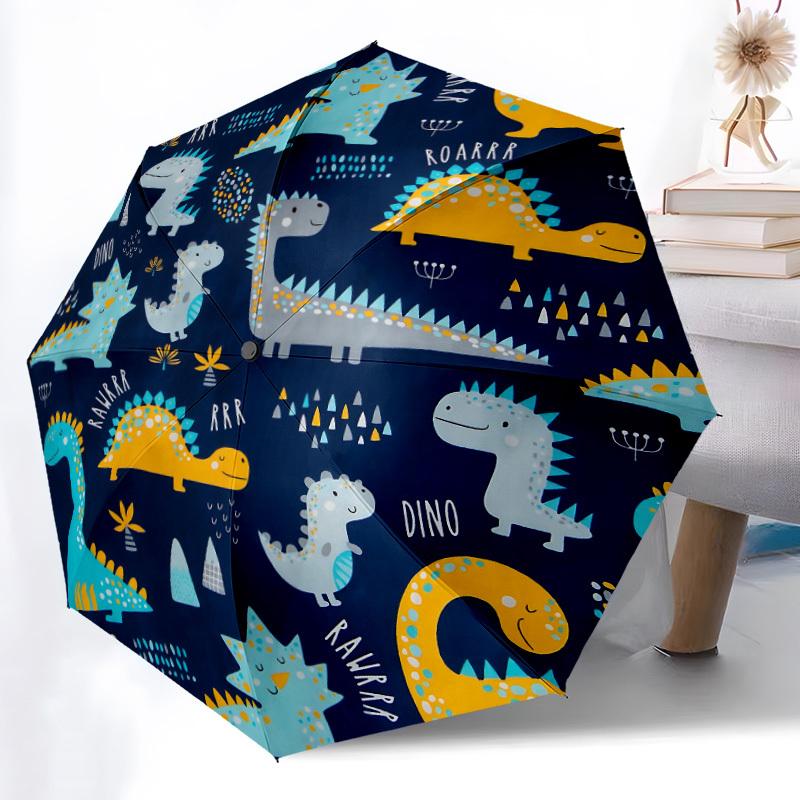 1pc Dino Rawrrr Automatic Open/Close Umbrella, Windproof, Folding Compact Umbrella with Lightweight Design for Women/Men087