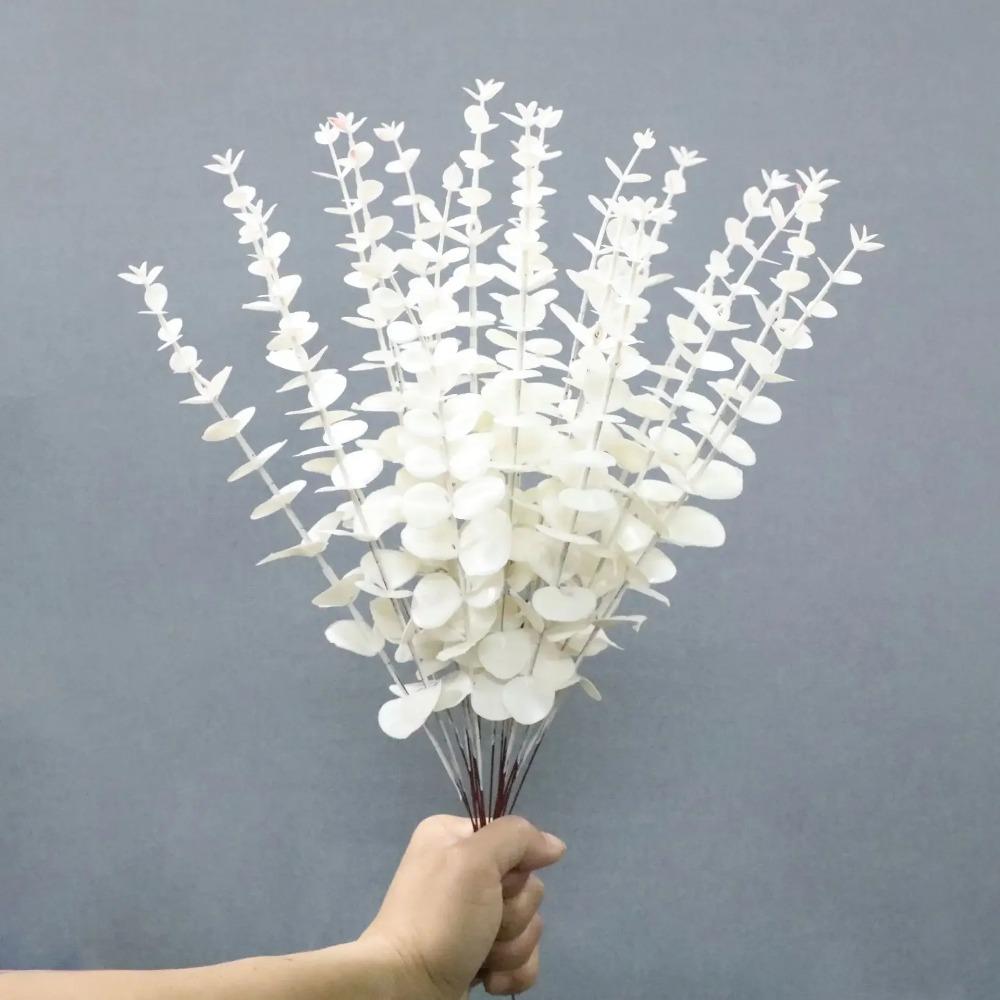 5/10/20pcs Artificial Eucalyptus Branch Golden Leaves Plants for Home Wedding Decoration Winter Christmas Arrangement Bouquet