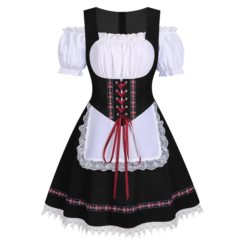 Damen Kurzarm-Kostümkleid mit Bindevorderteil für Party und Freizeit