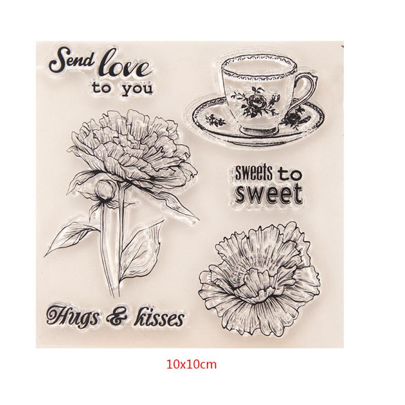 Buy Flower Tea Clear Silicone Seal Stamp For DIY Album Scrapbooking ...