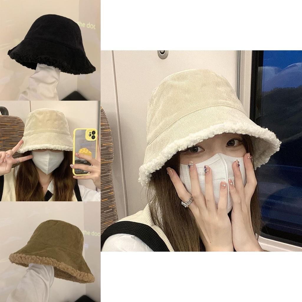 Stylish Warm Lamb Wool Bucket Hat For Winter Cute Cozy Fuzzy Fisherman Hat For Women