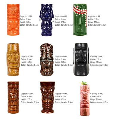 Hawaii Ceramic Tiki Mug Creative Cocktail Cup Easter Island Bar Tool Halloween Gift for Festival Party Drinks Cups