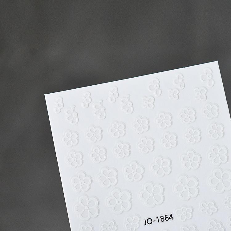 Elegant White Five-Petal Flower Watercolor Nail Stickers - Fresh Adhesive Decals