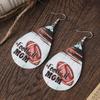 New Super Bowl Football MOM Letters Double-sided Water Drop PU Leather Earrings Female