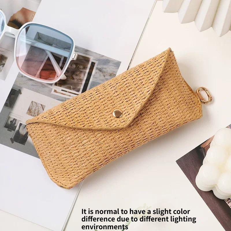 

1PC Woven Straw Woven Glasses Box Hook - Durable PU Material, Soft Protection for Women s Fashion Accessories Glasses Bag коричневый