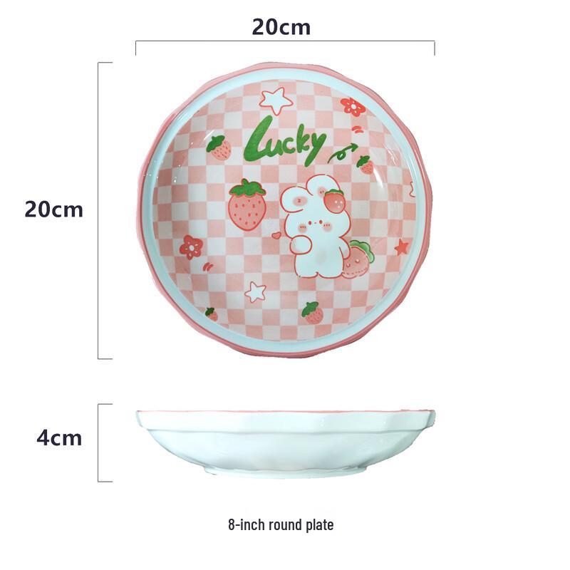 Abay Strawberry Rabbit Enamel Noodle Bowl Set