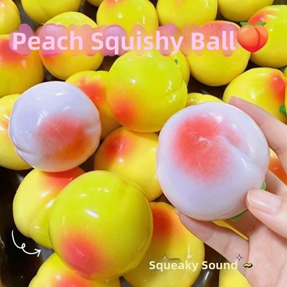 Moldable Crackling Peach Squishy Toy Crunchy Realistic Fruits Pinch TPR Fidget Toy Office Desk Toy