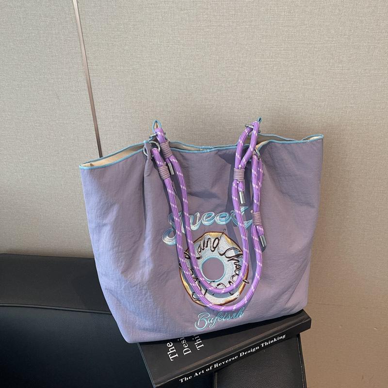 

Star same handbag canvas bag large capacity shopping bag commuter shoulder tote bag women фиолетовый