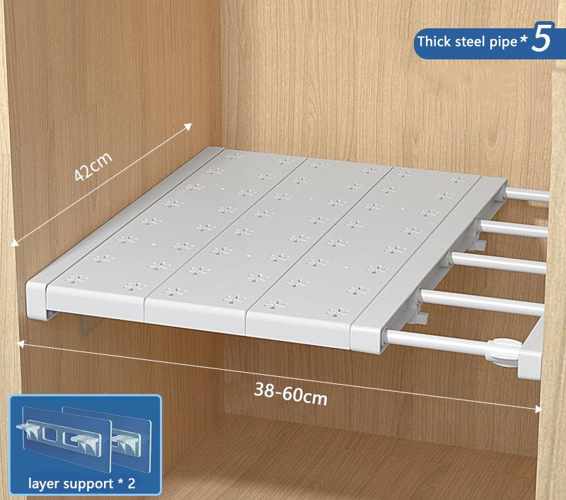 Adjustable Wardrobe Storage Shelves Wall Mounted Partition Layered Rack for the Wardrobe Closet Bathroom Retractable Organizer