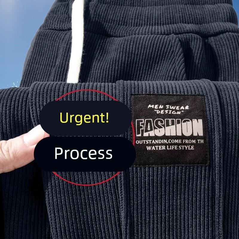 Męskie spodnie dresowe z chenille'u, sztruksu i polaru - Luźne, codzienne, w dużych rozmiarach (Trend Jesień/Zima 2025)