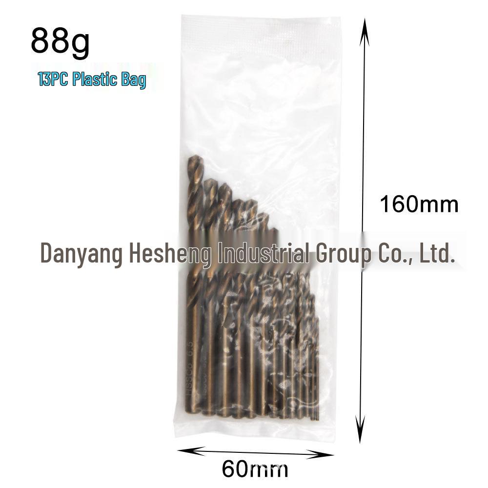 M35 Cobalt High-Speed Steel Yellow Twist Drill Bit Set for Stainless Steel - Fully Ground, Straight Shank.