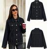 Women's Button Lapel Denim Jacket, Spring Autumn Loose Long Sleeve Casual Jean Outerwear Coat for Daily Street Wear