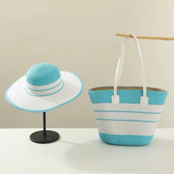 2024 Straw Woven Shoulder Bag with Hat Cover - Perfect for Summer Travel and Beach Vacations