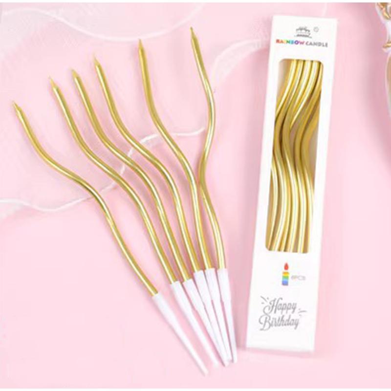 Candle Party Event  6pcs Curved Cake Candles  Original Birthday Wedding Decoration Festive Supplies