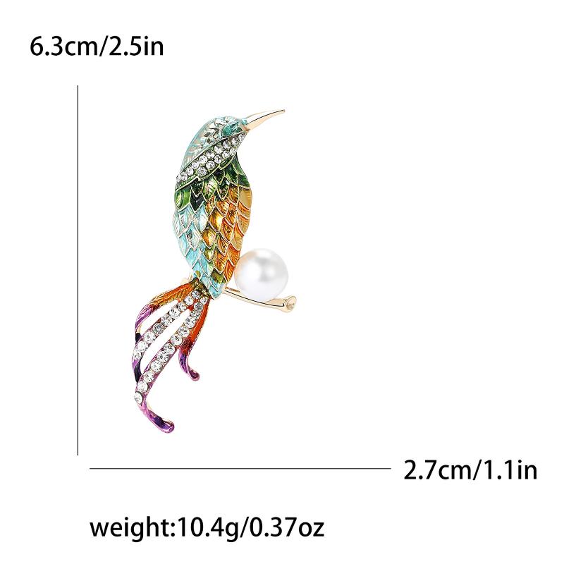 

Classic Bird Brooches For Women Unisex Pearl Animal Pins Banquet Party Backpack Gifts Jewelry Accessories зелёный