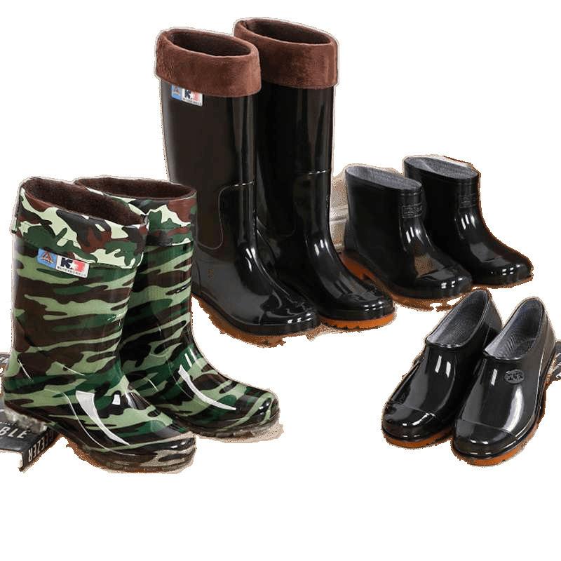 Labor insurance men's high tube water shoes thick-soled wear-resistant medium tube rain boots waterproof and non-slip low tube rain shoes water shoe