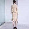 Khaki Autumn Women's Fishtail Dress Suit - Professional Slim Fit OL Style