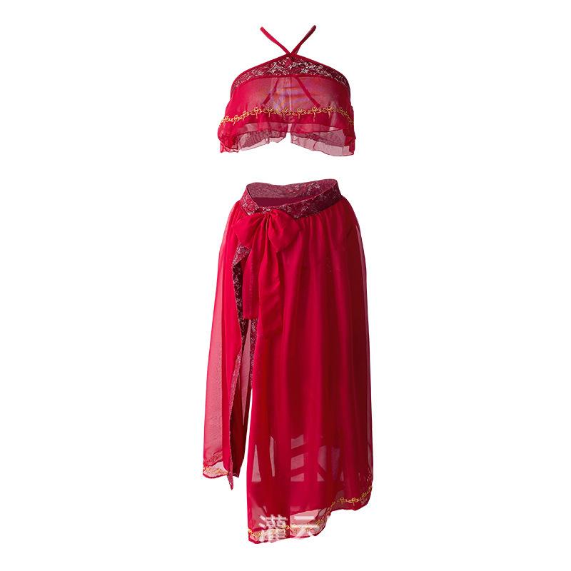 Sexy Perspective Night Fantasy Exotic Uniform Flying Belly Pocket Sex Underwear Set Dunhuang Hanfu Sexy Printed Woman