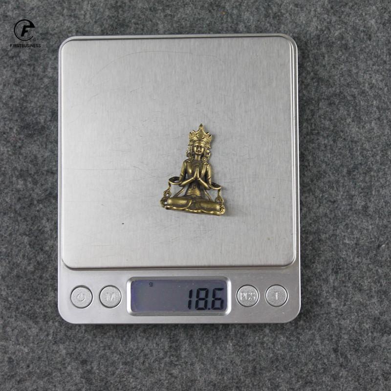 Solid Copper Mini Guanyin Buddha Statue Living Room Decorations Feng Shui Miniatures Figurines Home Decor Car Ornaments Crafts