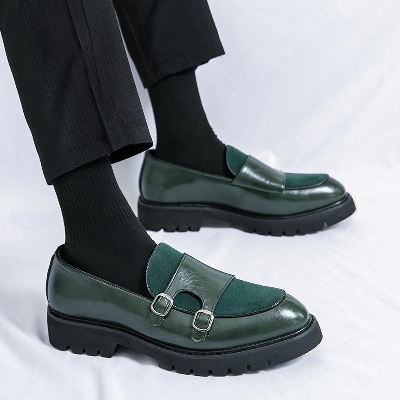 

Men s shoes large size business leather shoes men s British fashion loafers dress breathable lazy shoes office leather shoes 46 зелёный