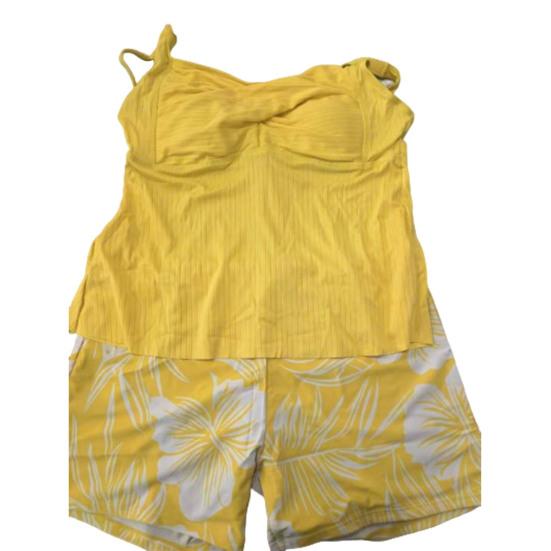 2Pcs/Set Women Swimsuit Sling Padded Tops Leaf Printing Swimming Trunks Set Quick-Dry Fabric Vacation Activities Beachwear