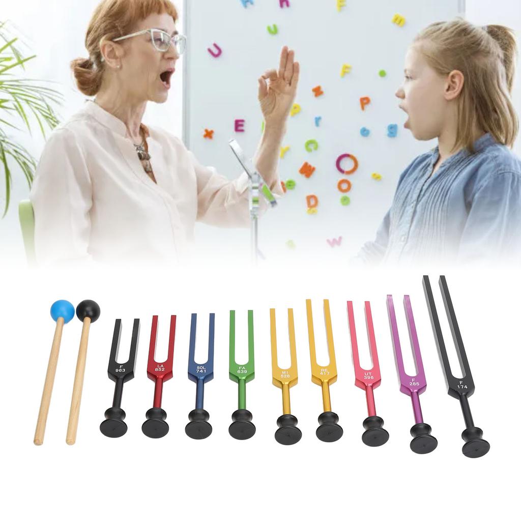 Stimmgabel-Set Aluminiumlegierung Lange Schwingungszeit Resonante Stimmgabel mit Hammer zur Heilung