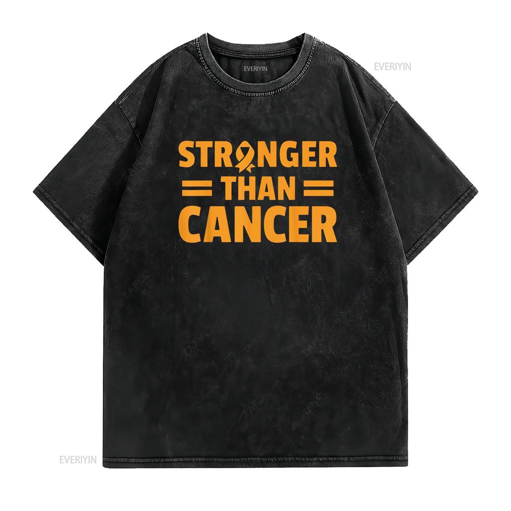 Womens Stronger Than Cancer Leukemia Awareness Survivor T Shirt Black vintage Washed Comfortable Casual fashion Soft streetwear