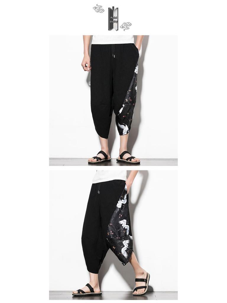 2024 Sommer Herren Baumwolle Leinen Haremshose, Chinesischer Stil, Übergröße, Lässige Mode