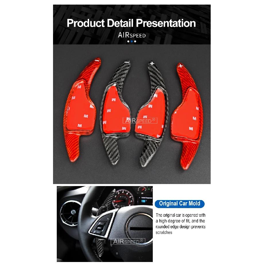 Real Hard Carbon Fiber For Chevrolet Camaro 2016 2017 2018 2019 2020 2021 2022 2023 Car Steering Wheel Paddle Shifter Sticker