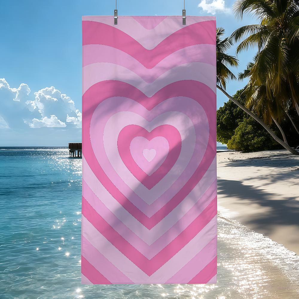 

Heart shaped love couple Towel Quick Drying Beach Towels Are Suitable For Swimming Pools Camping Yoga And The Gym W30*H60(CM)