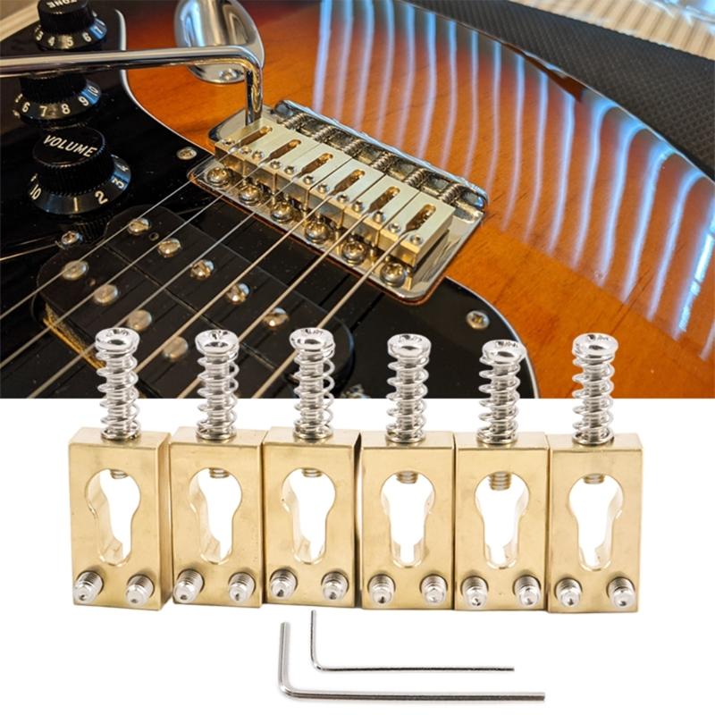 6Pcs Guitar Tremolo Bridge Saddles Brass Vibrato Bridge Saddles Replacement Electric Guitar Gourd Bridge Saddles Enduring