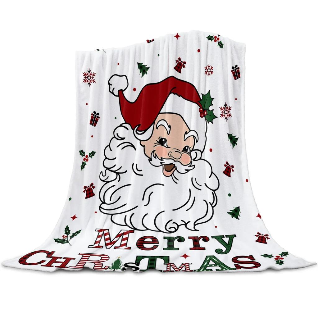 Christmas Pink Santa Claus Snowflakes Throw Blanket Christmas Blanket Soft Plush Warm Sofa Throw Blanket Holiday Gifts