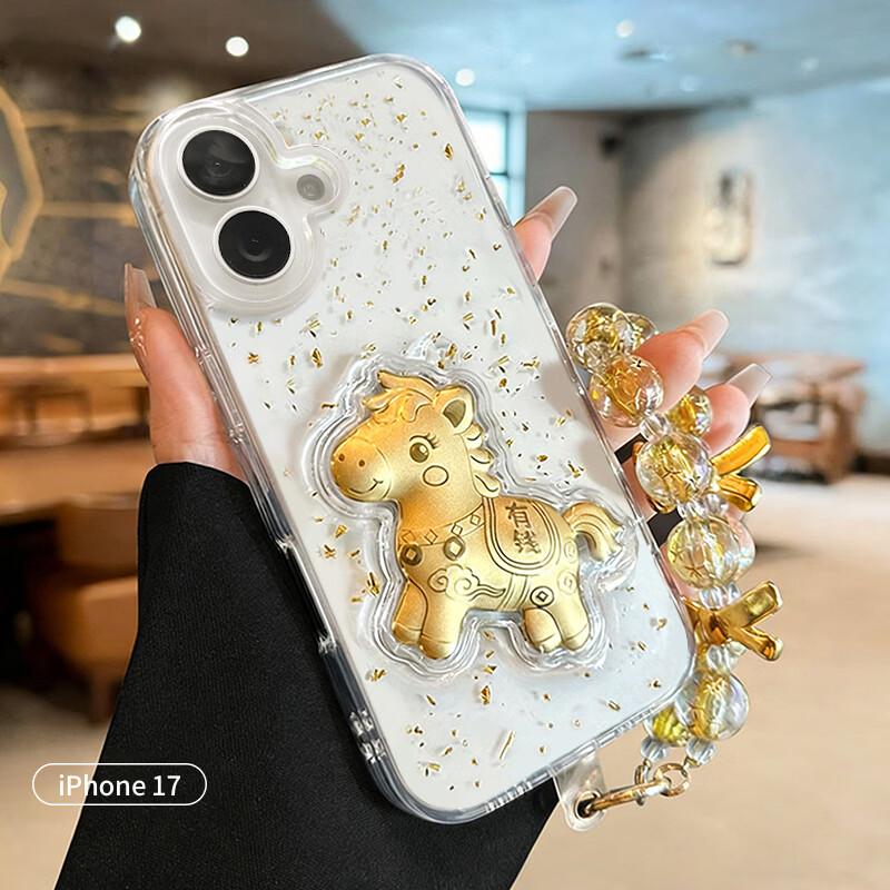 

Cute Cartoon Horse Year Transparent Soft Case for iPhone 17