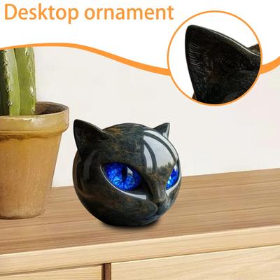 Luxuriöse Schwarze Katzen Stein Skulptur, Marmor Textur Katzen Stein Andenken Elegante Heimdekoration & Geschenke Für Katzenliebhaber