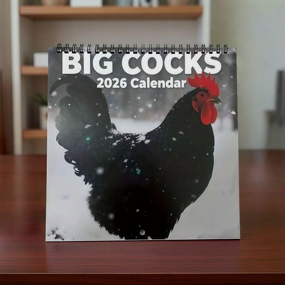 Spiral Binding 2026 Rooster Calendar Double-Sided Pages Desktop Calendar  Home Decor