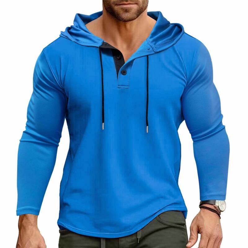 Men S Sports Loose Drawstring Hooded Long Sleeve Quick Dry Top