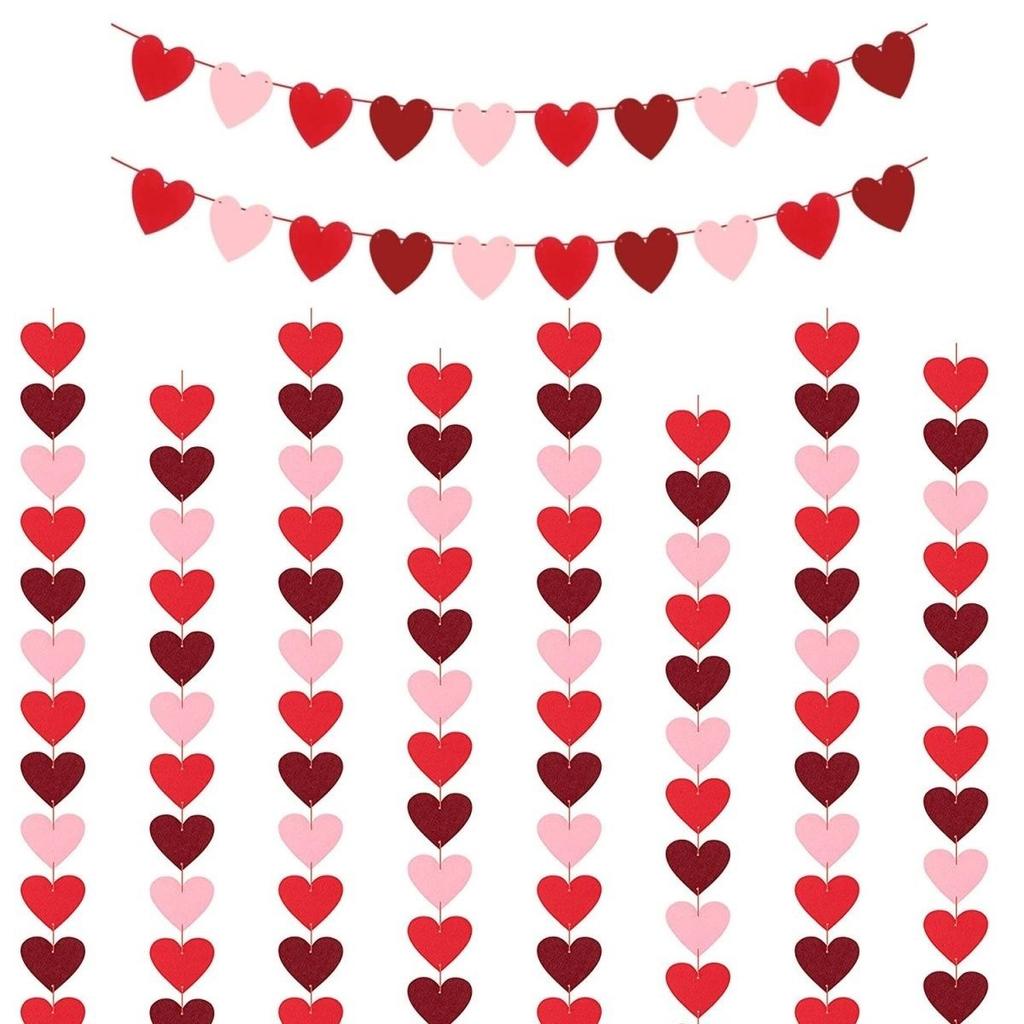 Valentinstag Hängende Banner Girlande Wimpelkette Rotes Herz Papierbanner Türhänger Schmuck Hochzeit Geburtstag Party Dekoration