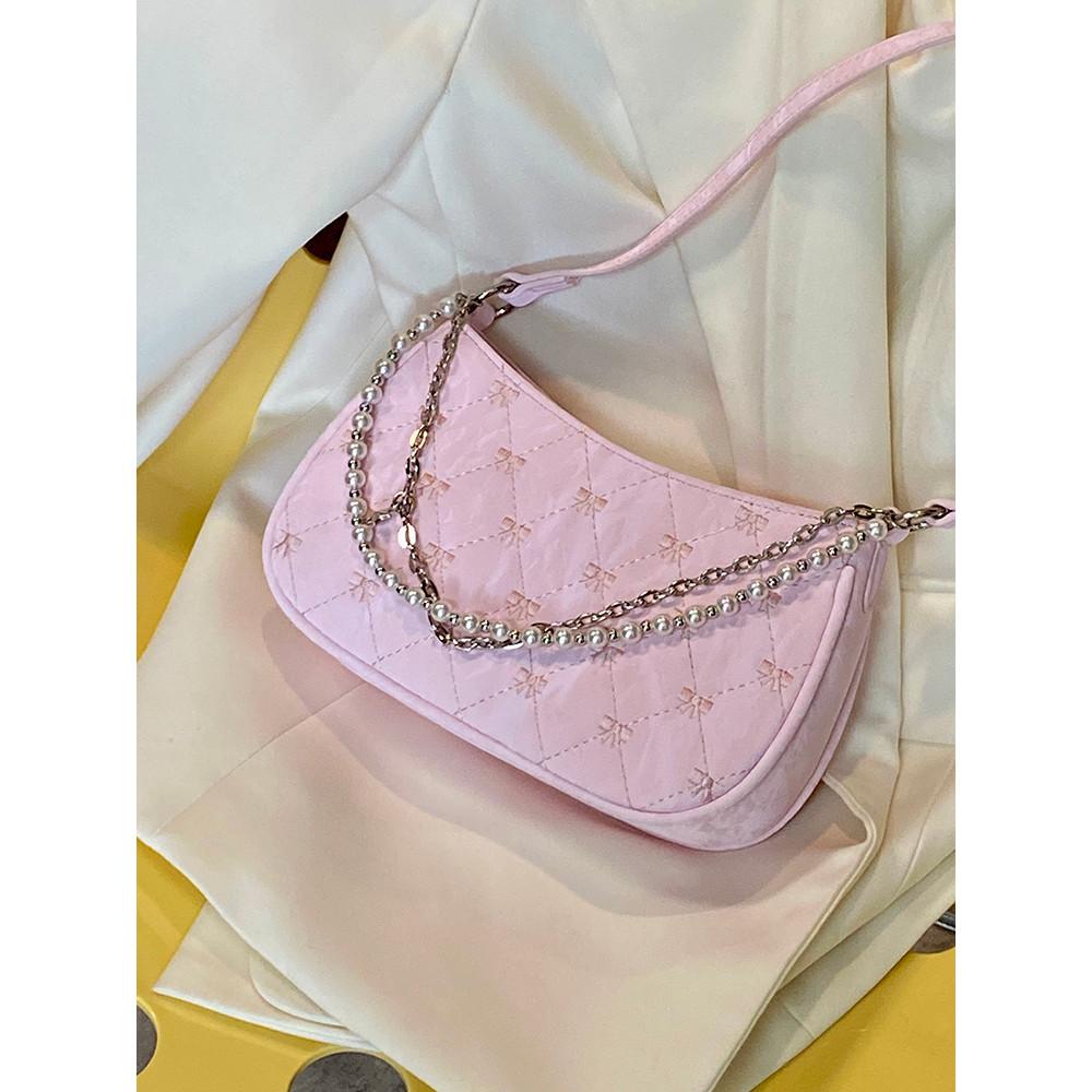 IELGY Pink Chain Underarm Chain Bag Shoulder Crossbody