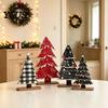 Modern Farmhouse Christmas Decor Rustic Tree Table Decoration, Vintage Wooden Xmas Standing Sign with Small For Tables Base for Winter Home