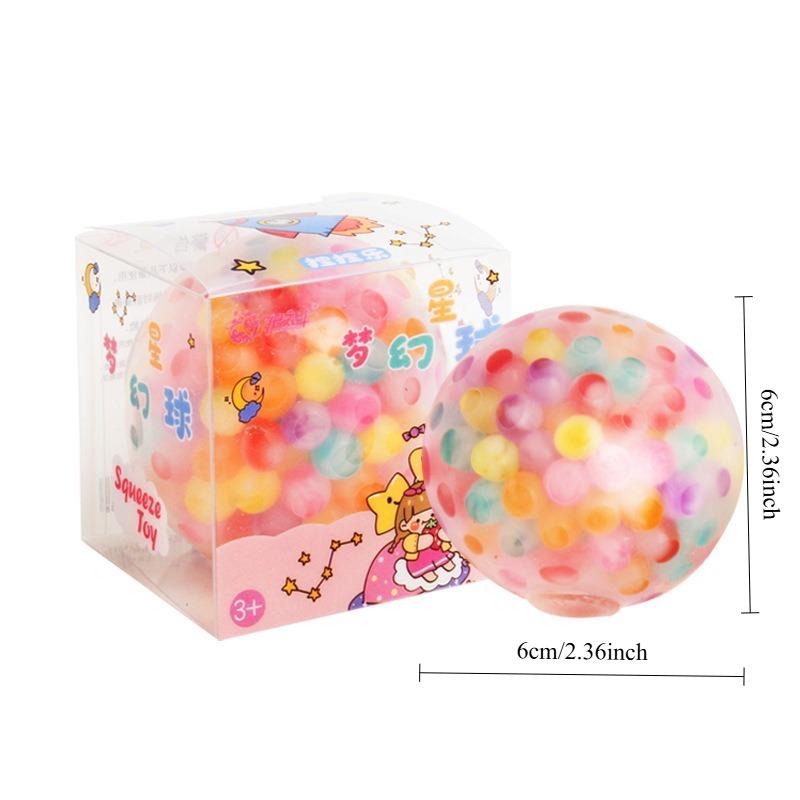 Squishy 6Cm Rainbow Bead Pressure Ball Squeeze Toy Creative Vent Ball Decompression Toy Tpr Pinch Le Grape Ball For Adult Toys