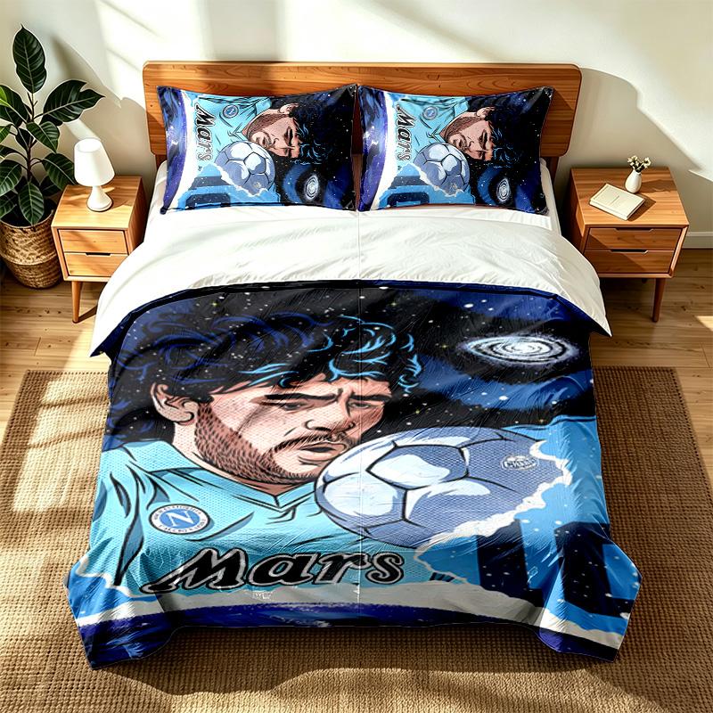 Diego Maradona  (1) 3pc set suitable for master bedrooms soft and comfortable an ideal gift for family and friends Includes one duvet cover and two pi