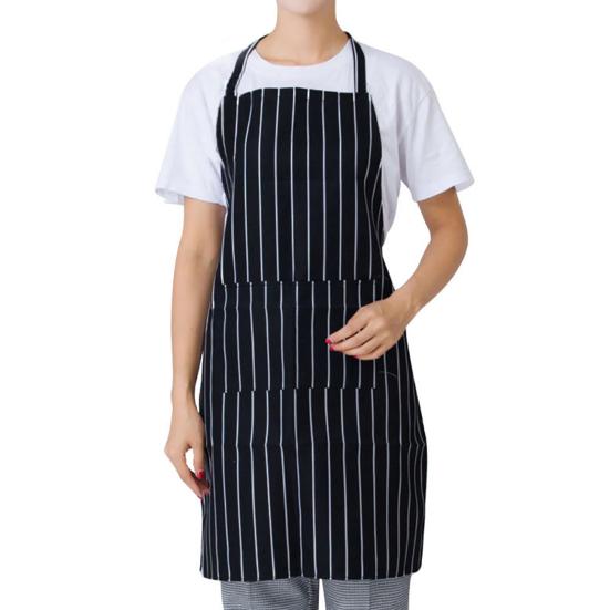 Grembiule Bianco Da Chef Lungo Uomo Donna - Regolabile Con Tasche, 65% Poliestere 35% Cotone