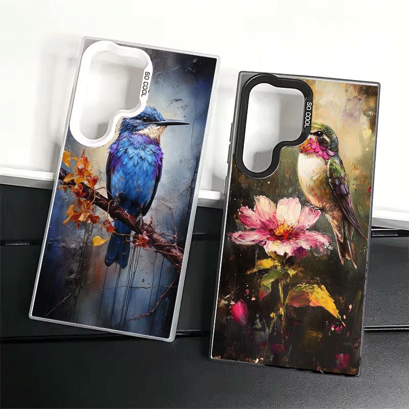 Bird Oil Painting Style Shockproof Phone Case for Samsung Galaxy S26 Edge S25 Ultra S24 FE S23 Plus S21 Cover Anti Fall Fundas